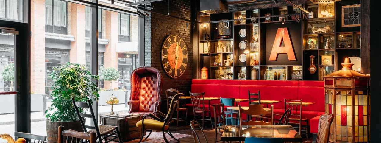 Seating area with tables and chairs