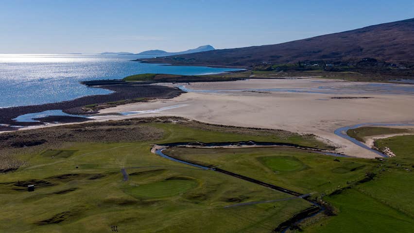 Aerial view of the golf course at Mulranny Golf Club