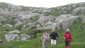 Three walkers on The Bluestack Way