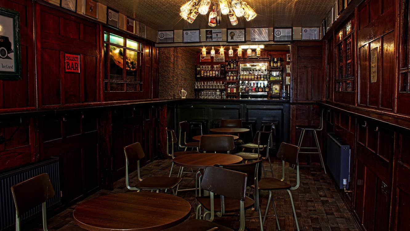 A view of the bar and seating area at St Patrick's Distillery Ltd