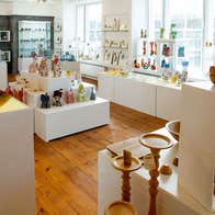 A view of the interior of the shop showing a wide range of crafts on sale