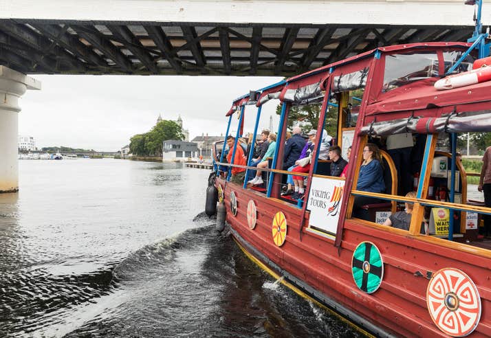 People on a Viking Tours boat in Athlone, County Westmeath