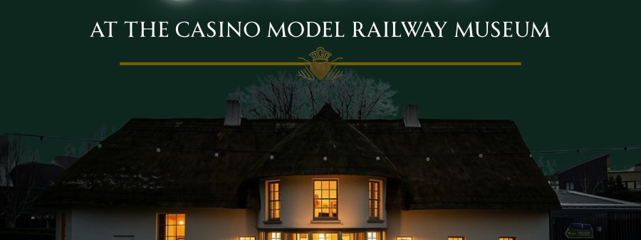 Casino Model Railway Museum building with text: “Samhain Sounds at The Casino Model Railway Museum.” The logos of "Ireland Home of Halloween", "Casino Model Railway Museum" and "Explore Fingal" appear at the bottom of the image.