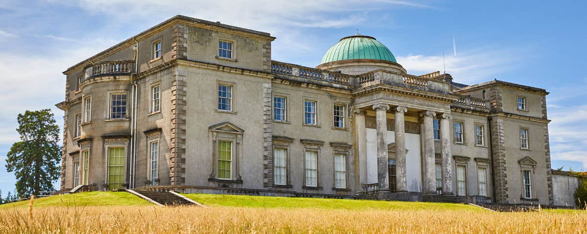 View of the front of the house and lawn at Emo Court