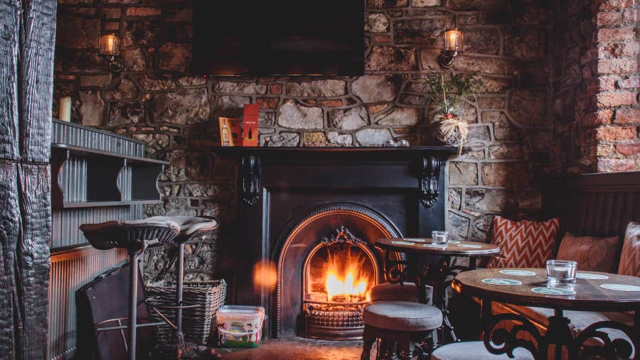 Cosy fire in Taylor's bar