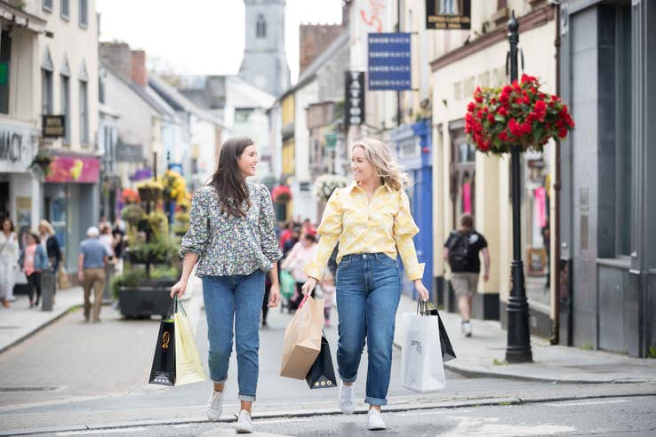 Two women shopping in Ennis, County Clare