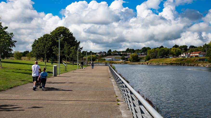 People walking along the Boyne Greenway in Drogheda, Co Louth