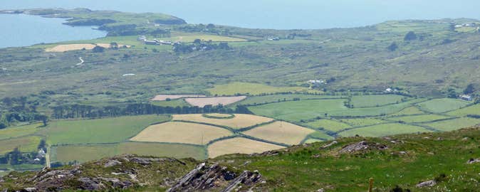 View over West Cork countryside out towards the sea