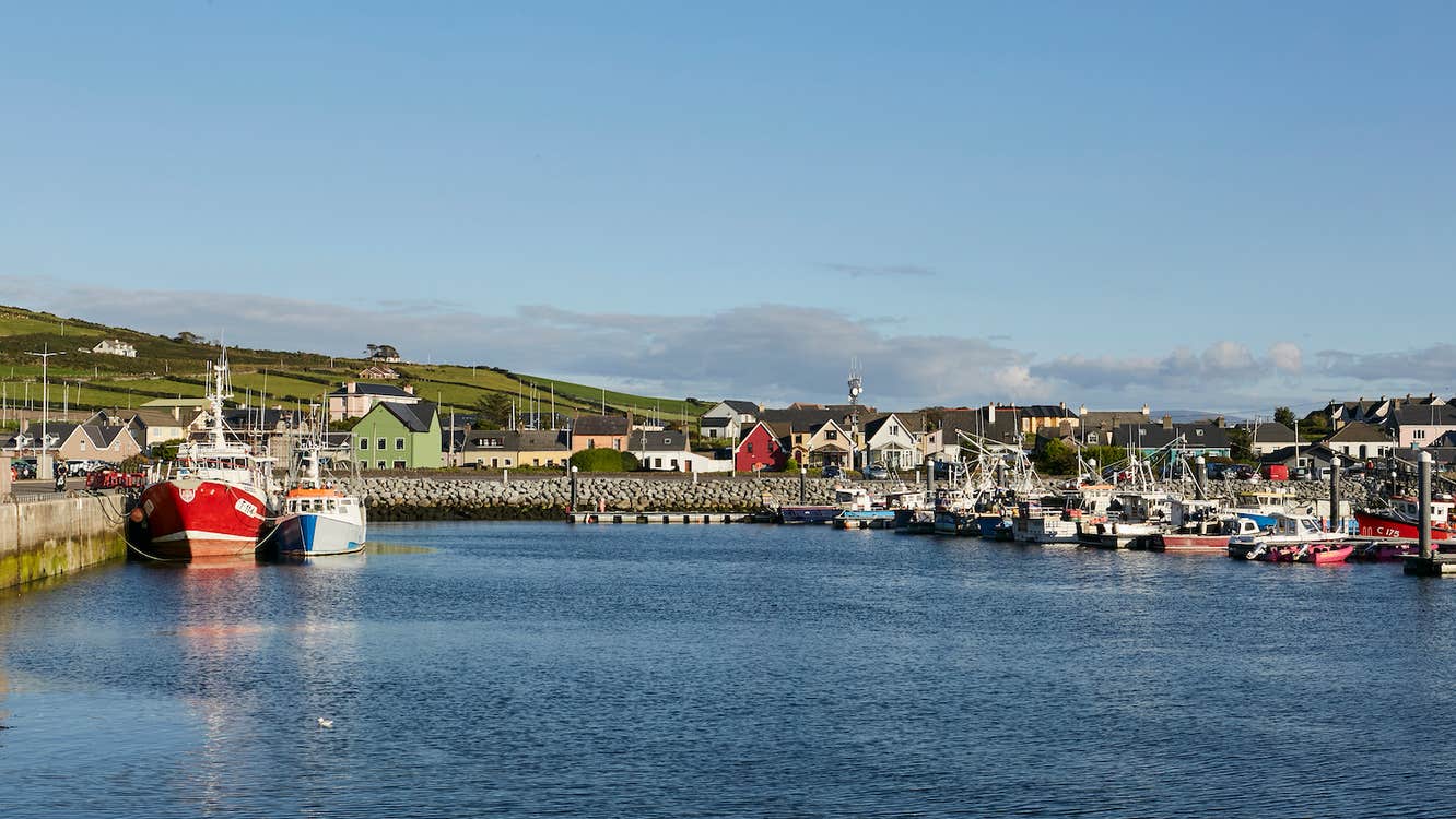 Fishing boats docked at Dingle Harbour in County Kerry.