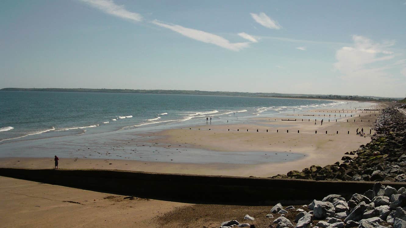 Sea views of Youghal Front Strand Beach at low tide