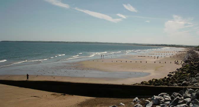 Sea views of Youghal Front Strand Beach at low tide
