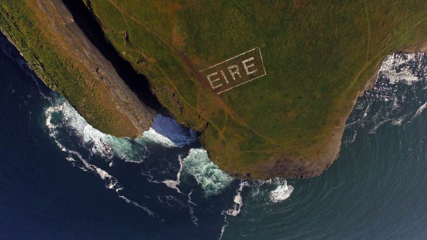 The World War II E-I-R-E sign on the Loop Head Peninsula in County Clare.