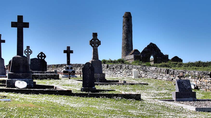 A grave yard on Scattery Island in County Clare