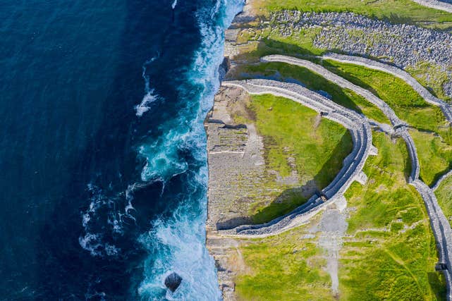 Aerial shot of the Dun Aengus, Inishmore, Aran Islands, County Galway