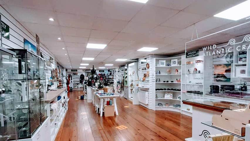 View of shelves of crafts in Wild Atlantic Crafts