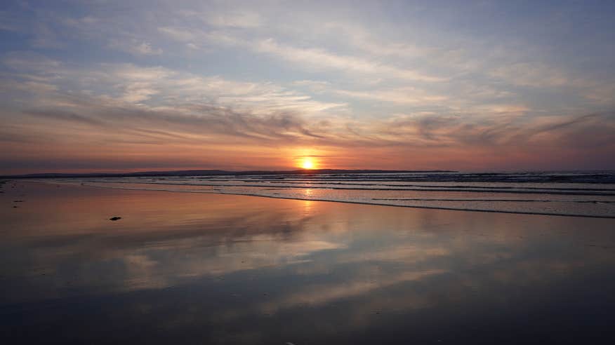 Enniscrone Beach in County Sligo at sunset