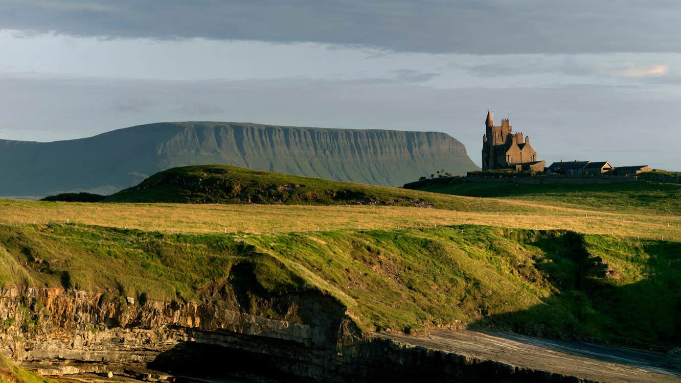 Mullaghmore Head and Classiebawn Castle with Benbulben on the back,  County Sligo