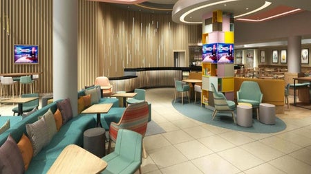 Seating area with tables