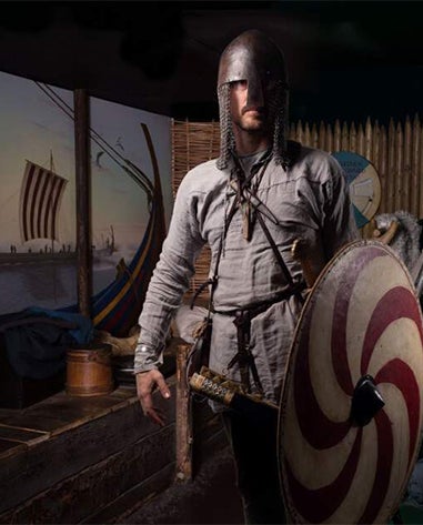 A costumed Viking at Dublinia