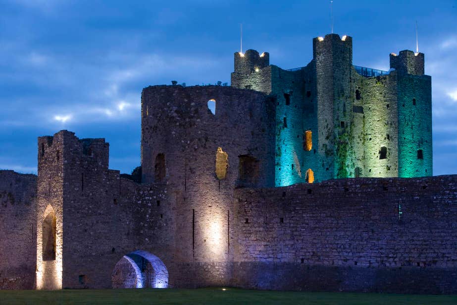 Appreciate the spectacular views of an illuminated Trim Castle.