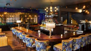 View of first floor bar showing seating at the bar