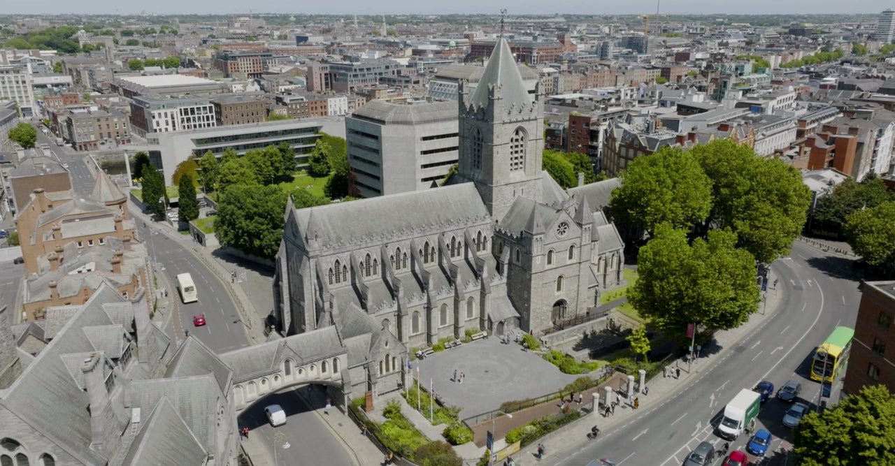 An aerial view of Christ Church Cathedral in Dublin City