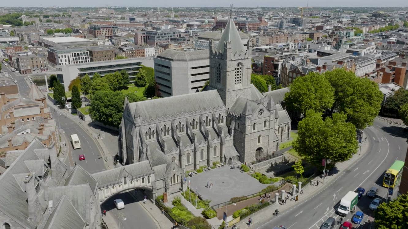 An aerial view of Christ Church Cathedral in Dublin City