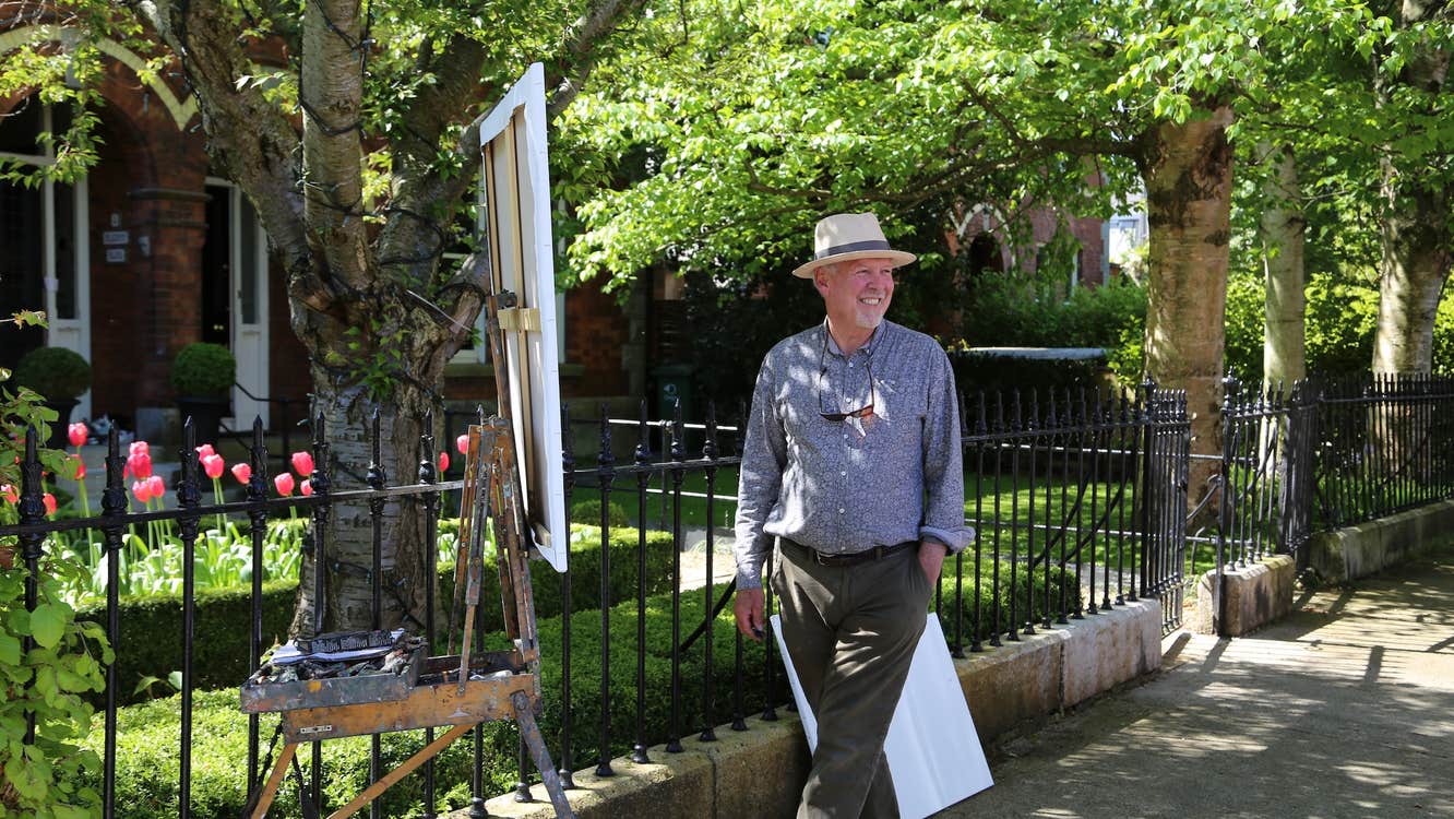 Gerard Byrne painting on Albany Road