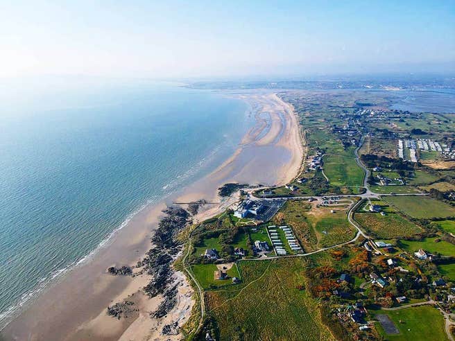 Aerial view of Donabate Beach in County Dublin