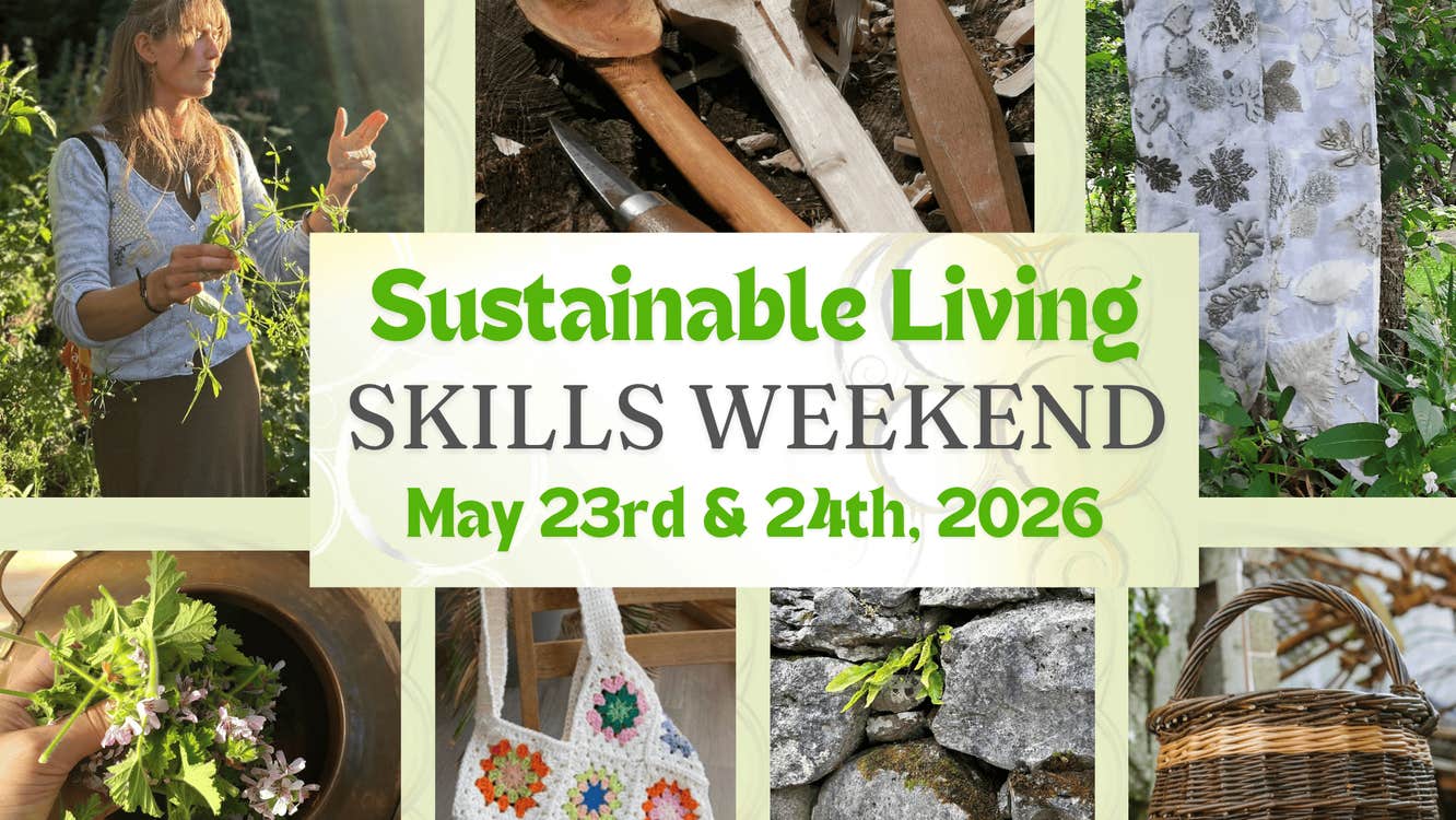 Learn foraging, eco-printing, herbal skincare, spoon carving, basket weaving, stone wall building and crocheting with expert tutors over a creative weekend in nature.