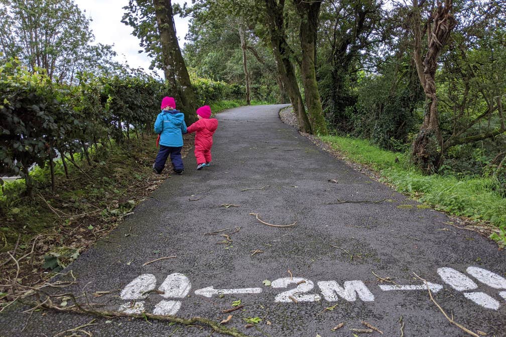 Image of two children on a path in Bere Island in County Mayo