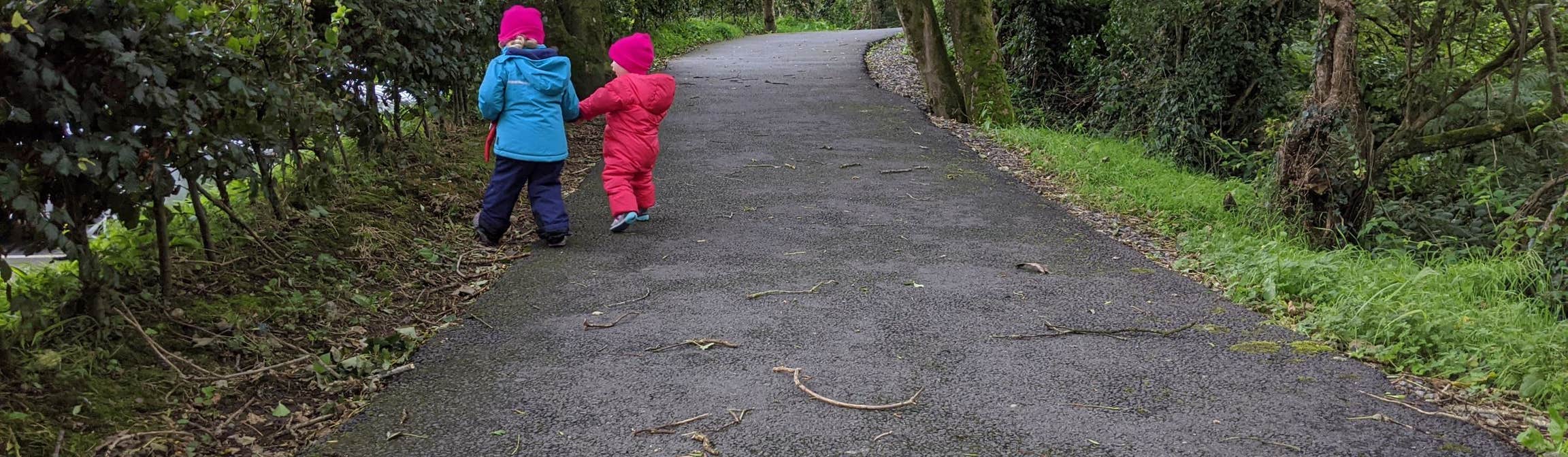 Image of two children on a path in Bere Island in County Mayo