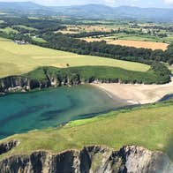 An aerial view of Ballymacaw Cove in County Waterford