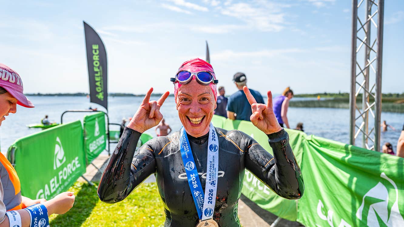 Swimmer after the race smiling