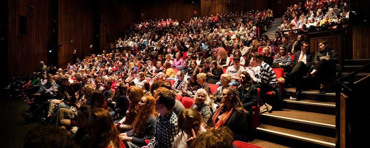 A view of the audience attending a performance in the Abbey Theatre
