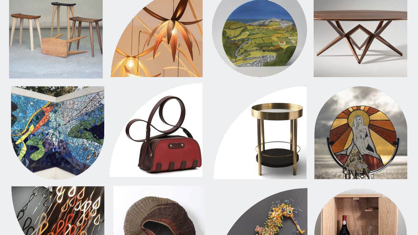 An exhibition of select Irish designers and makers across multiple disciplines, featuring handcrafted furniture, ceramics, artisan leather bags and sculptural works in glass, willow, wood and more.