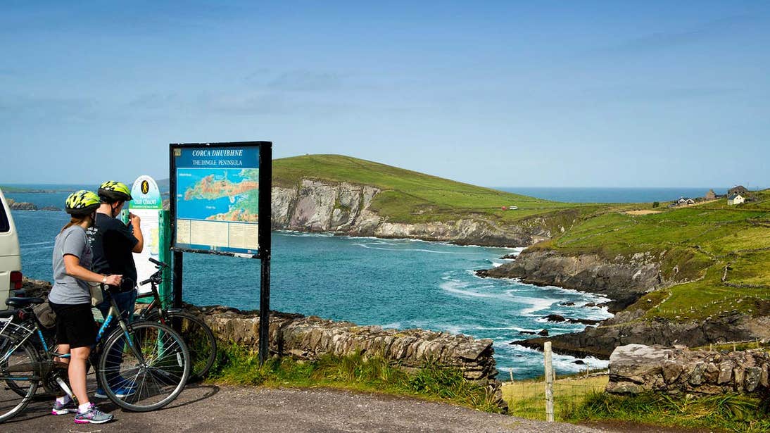 Cyclists at Slea Head in Dingle, County Kerry