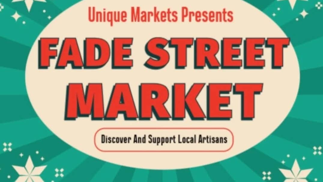 The Fade Street Market logo in creme, green and red