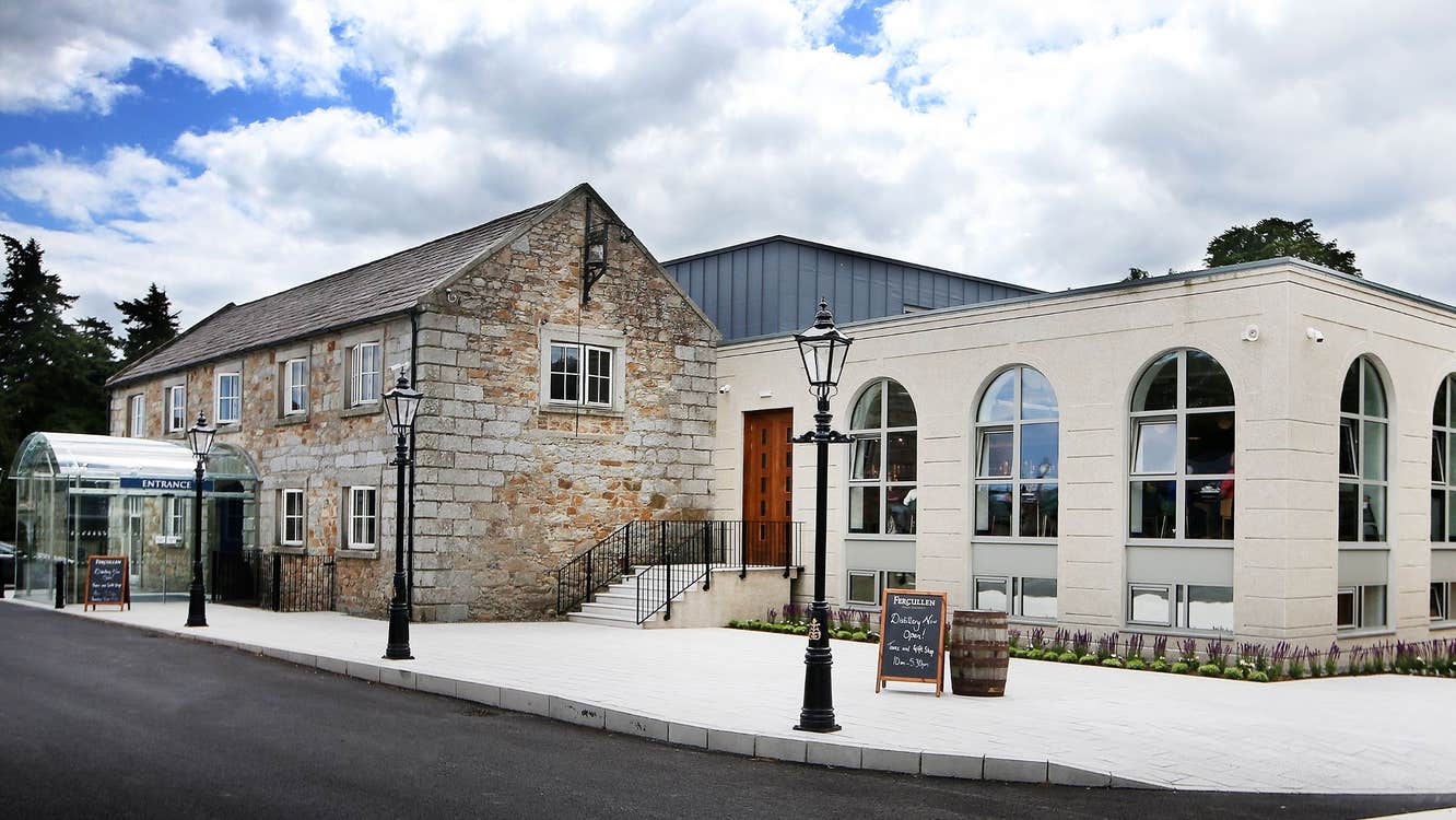 The stone exterior of Powerscourt Distillery in Wicklow