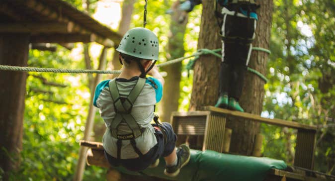 Ziplining in the forest