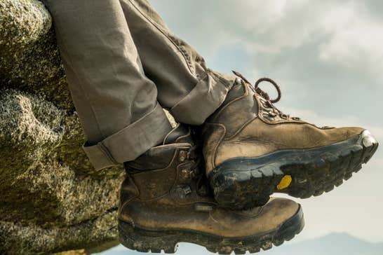A pair of brown Hiking boots on Suck Way in Roscommon