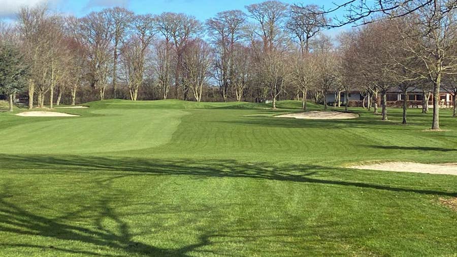 A view of the greens with bunkers at Newbridge Golf Club