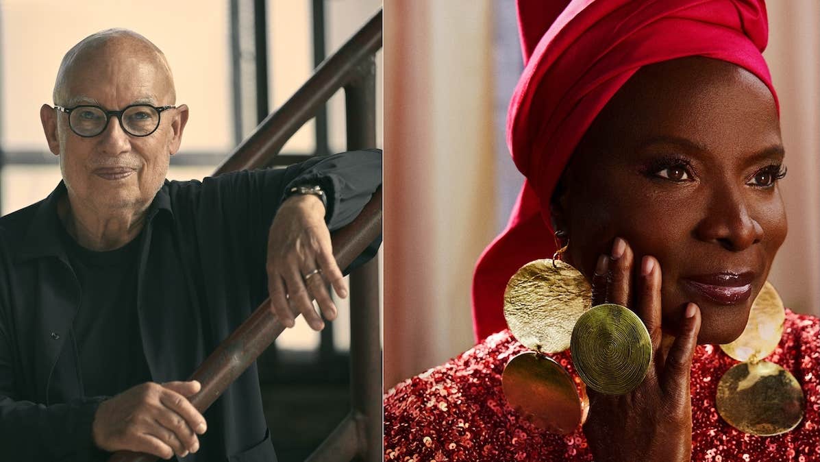 2 photos of a man and a woman