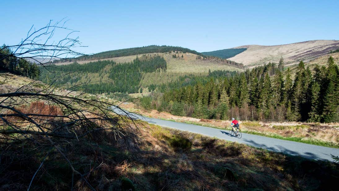 A cyclist in the Wicklow Mountains, County Wicklow