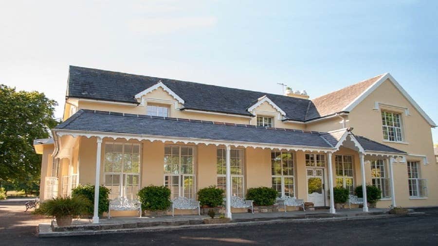 Front view of yellow property