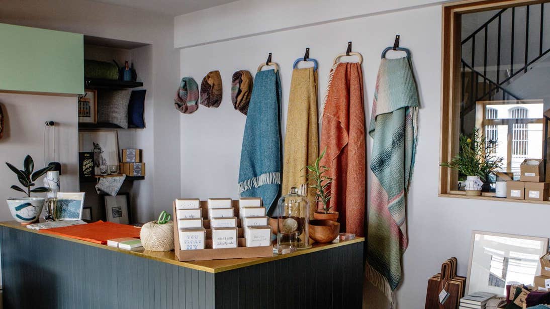 Various scarfs in Irish Design Shop, Dublin