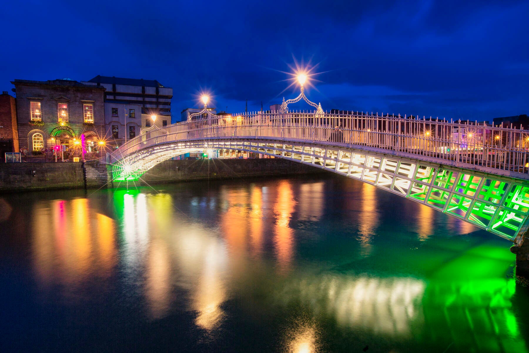 Ha'penny Bridge at night time in Dublin