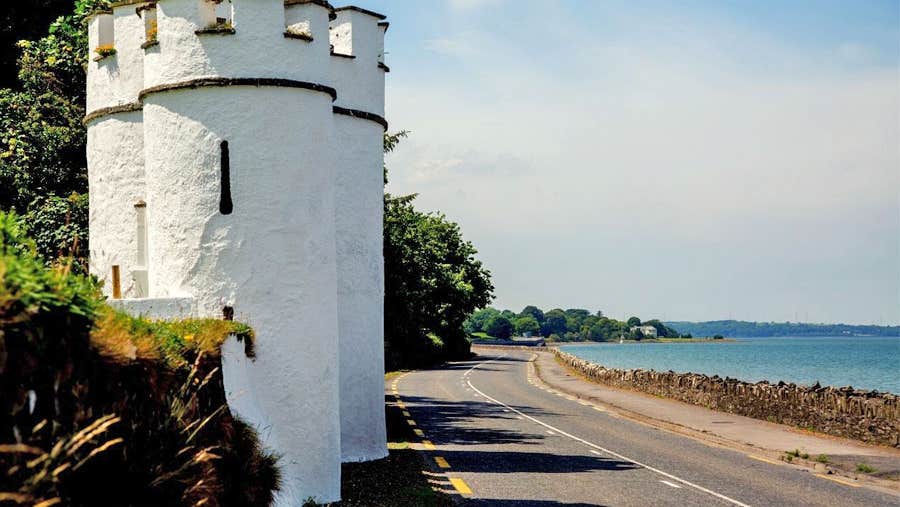 Shannon Estuary Way whitewashed castle style tower