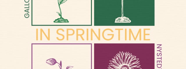 Cuore In Springtime poster with 4 different squares containing plain image of a single plant.