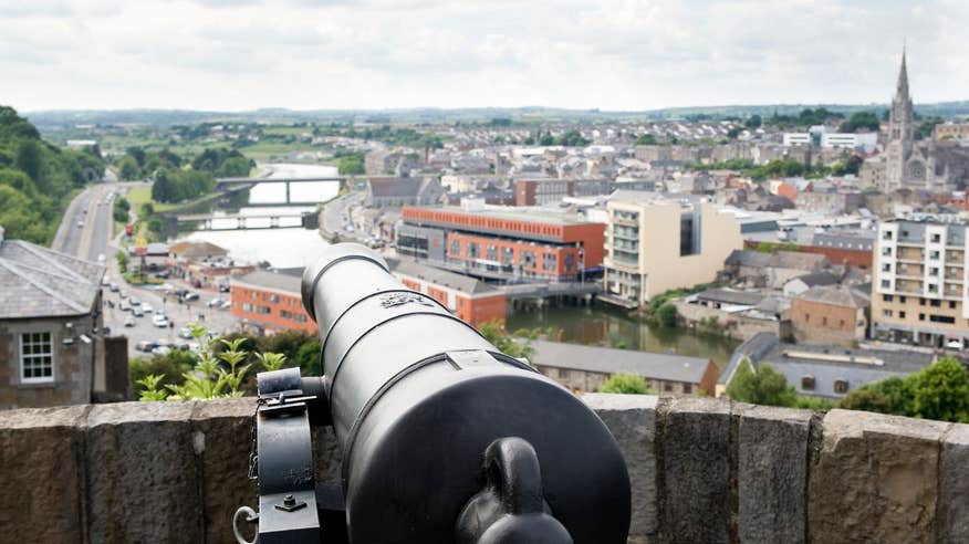 A cannon overlooking the River Boyne in Drogheda, Louth